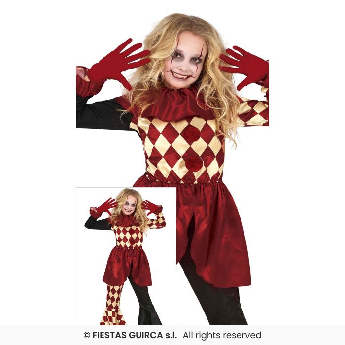 Horror Clown Girls Halloween Fancy Dress Costume Zombie Clowns Outfit Age 3-12