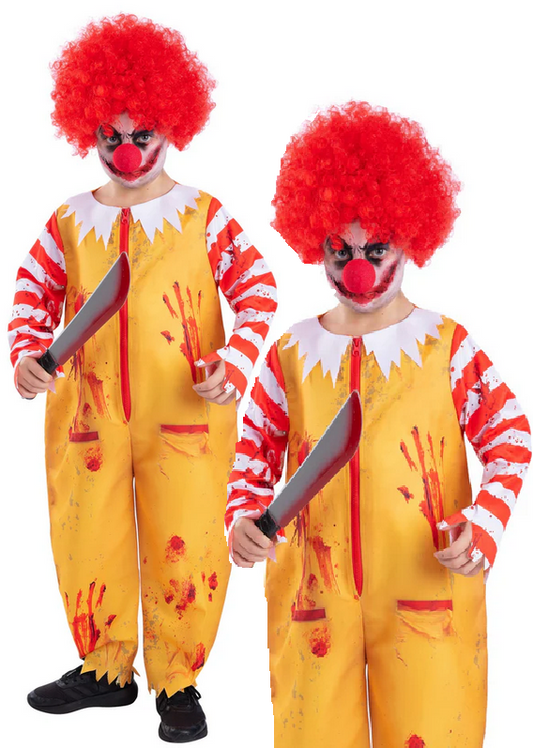 Zombie Clown Costume Mcdonald Boys Horror Clown Fancy Dress Outfit Age 4-12
