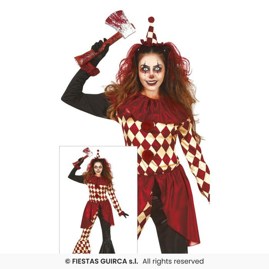 Horror Clown Ladies Halloween Zombie Clown Outfit Adults Fancy Dress Costume