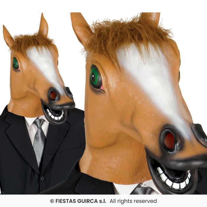 Horse Mask With Hair Latex Animal Horse Racing Mask Fancy Dress Accessories