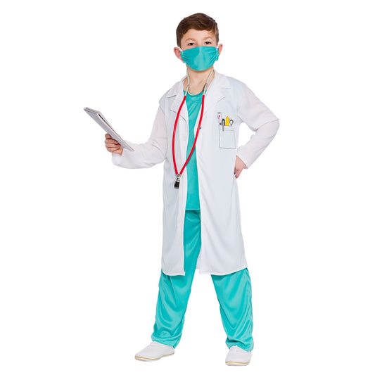 Childrens Doctor Costume Boys Girls Roleplay Occupations Fancy Dress Outfit DR