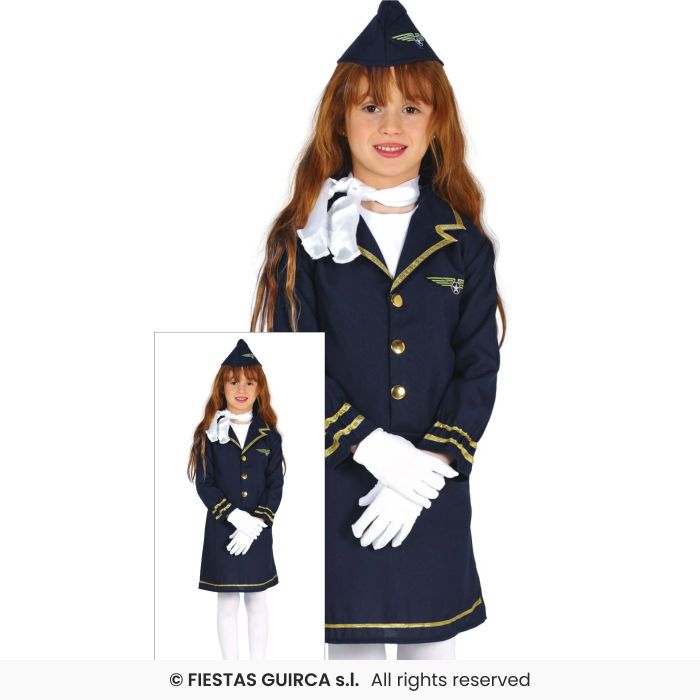 Stewardess Girls Occupations Fancy Dress Costume Airhostess Outfit Age 3-12