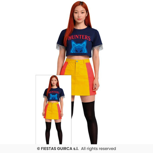 Pop Star Hunter South Korea 90s Pop Music Ladies Fancy Dress Costume UK 8-18
