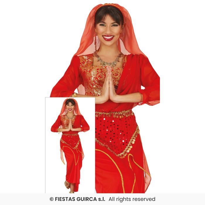 Indian Costume Lady Bollywood Arabian Fancy Dress Outfit Adults Red National Dress