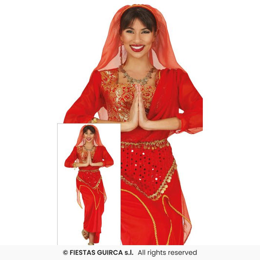 Indian Costume Lady Bollywood Arabian Fancy Dress Outfit Adults Red National Dress