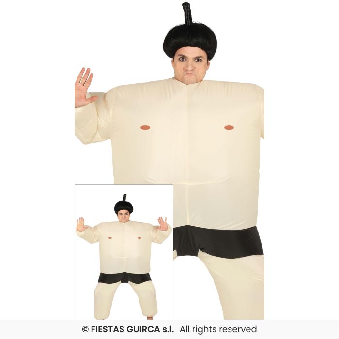 Inflatable Sumo Wrestler Mens Chinese Sumo Sports Fancy Dress Funny Costume Adults
