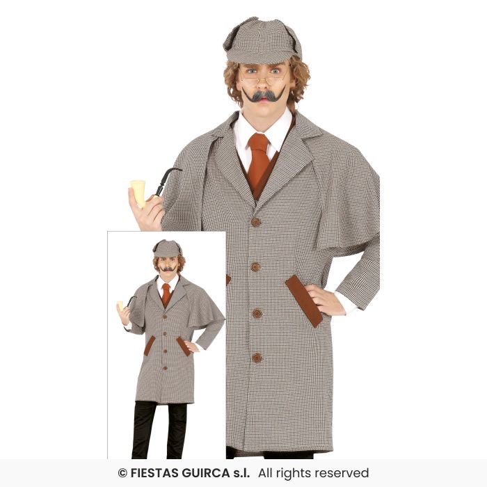 Investigator Costume Mens 1950s Sherlock Detective Fancy Dress Outfit Adults