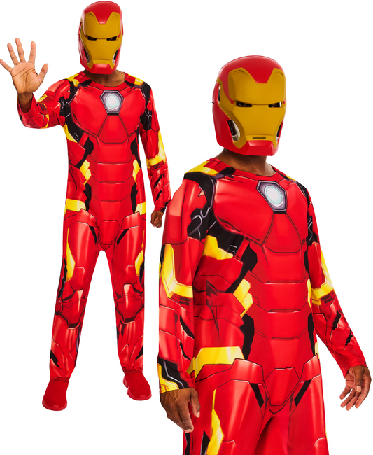 Iron Man Costume Mens Marvel Fancy Dress Outfit + Mask Superhero