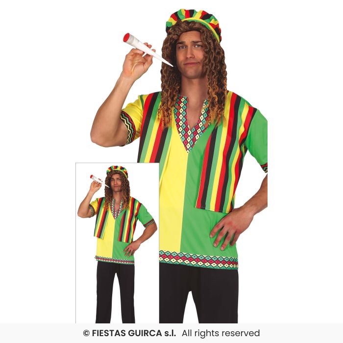 Jamacian Costume Rasta Man National Dress Fancy Dress Costume Mens Outfit M-XL