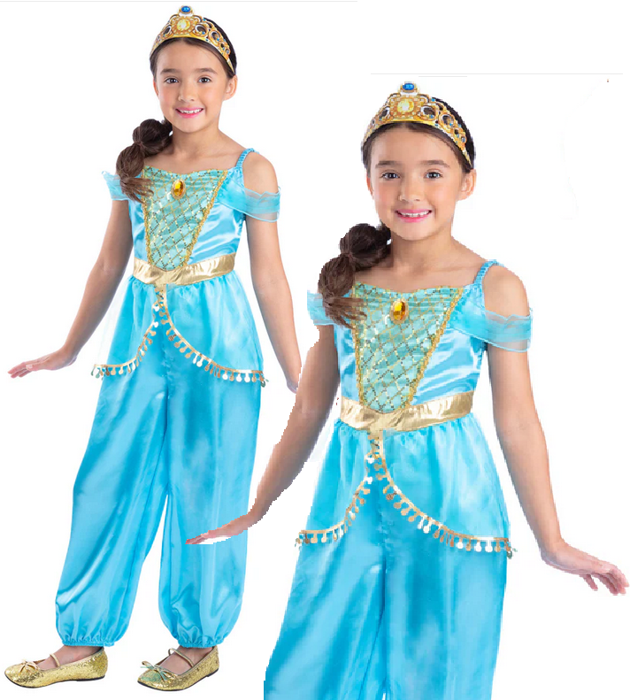 Arabian Princess Costume Girls Fairytale Book Day Fancy Dress Outfit Age 4-12