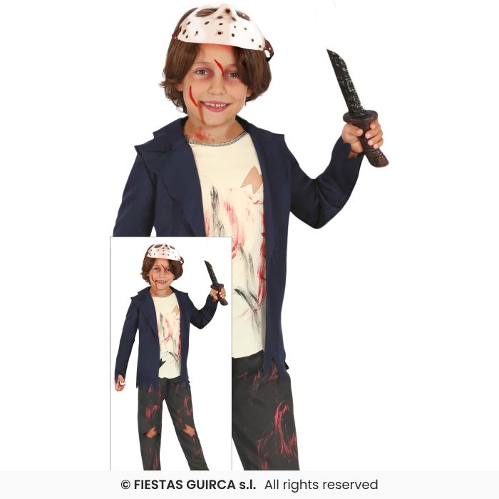 Jason Fancy Dress Costume Hockey Player Kids Halloween + Mask Age 3-12