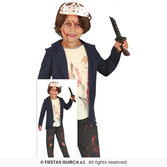 Jason Fancy Dress Costume Hockey Player Kids Halloween + Mask Age 3-12