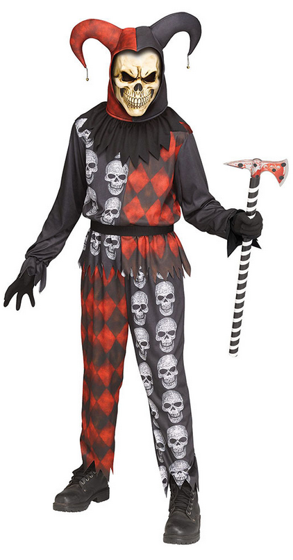 Halloween Horror Jester Costume Fun World Kids Fancy Dress Outfit Age 8-14