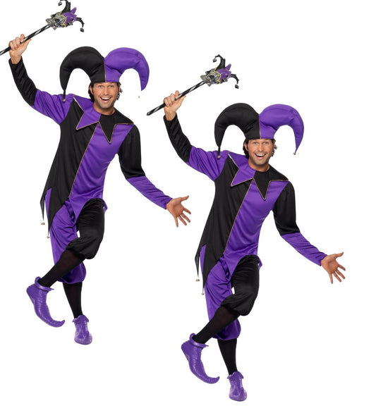 Halloween Adult Jester Costume Deluxe Medieval Jesters Fancy Dress Outfit