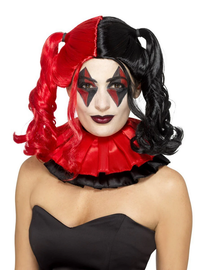 Twisted Harlequin Wig, Black & Red