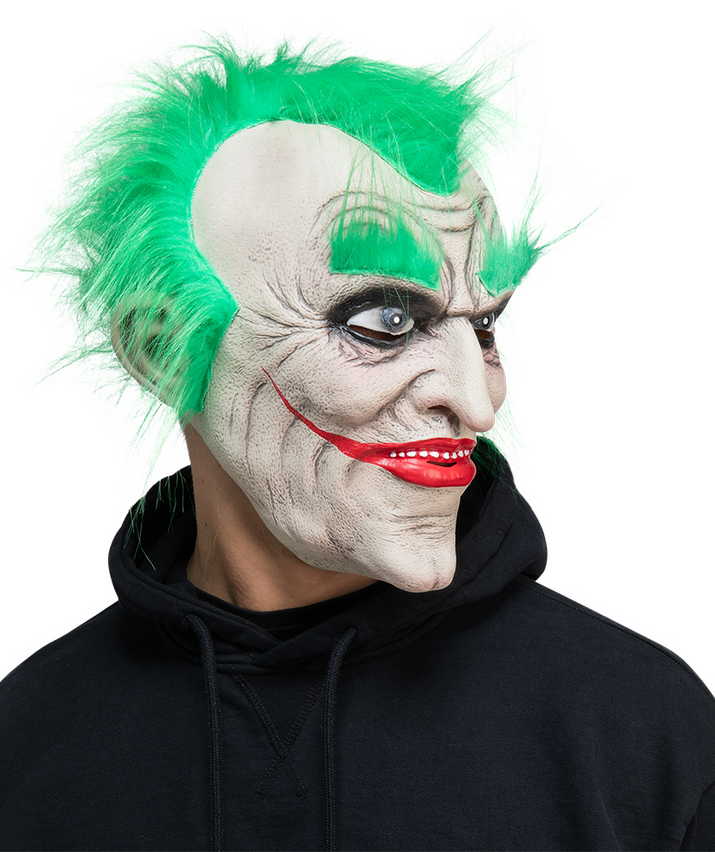 Punk Rocker Mask Green Mowhawk Clown Mask Adults Halloween Fancy Dress