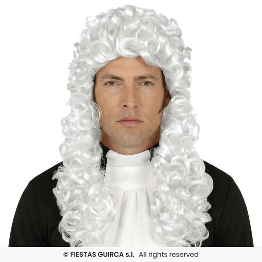 White Judge Wig Adults Fancy Dress Accessory Court White Curly Wig Barister
