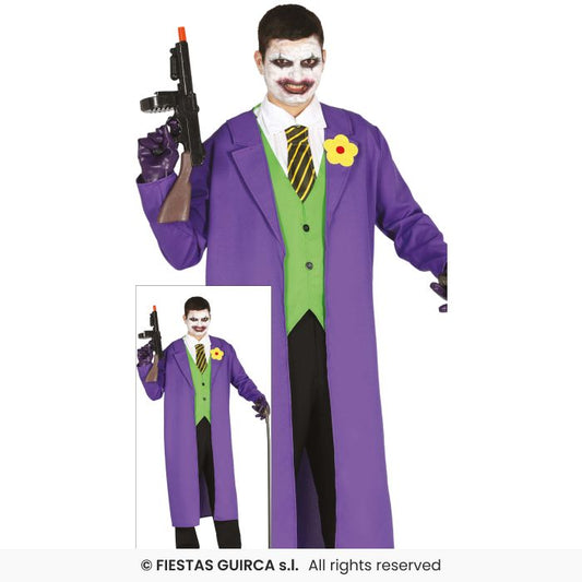 Killer Buffoon Purple Joke Suit Adults Halloween Fancy Dress Costume
