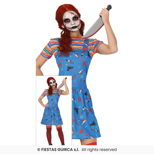 Killer Doll Ladies Halloween Child Play Adults Fancy Dress Costume UK 8-16