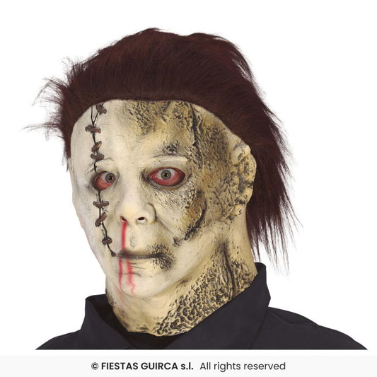 Latex Leather Killer Mask With Hair Myers Fancy Dress Halloween Full Head Mask