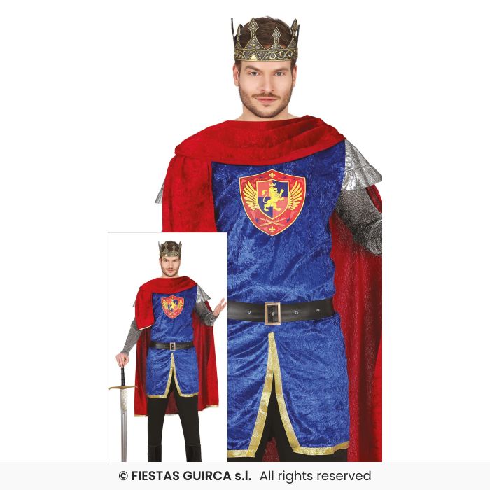 Medieval King Mens Knight Guard Fancy Dress Costume Medieval Adults