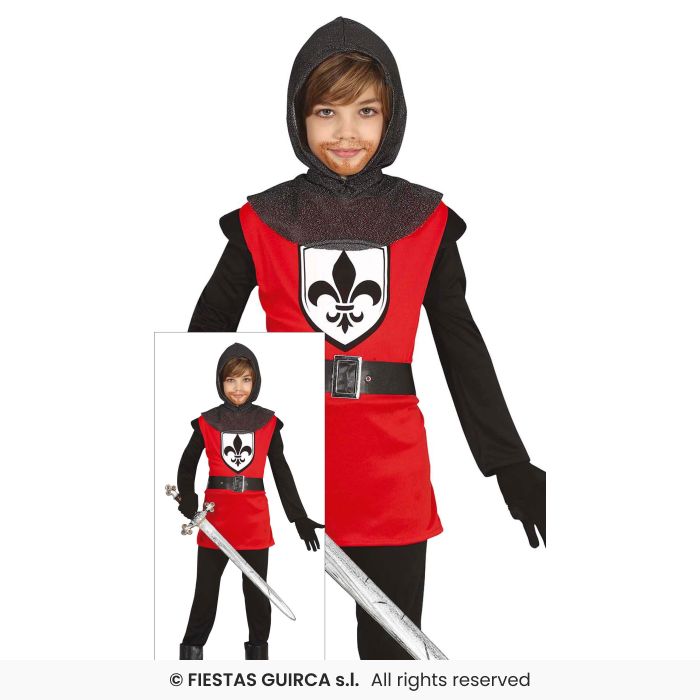 Medieval Warrior Costume Red Knight Kids Historical Book Day Fancy Dress Outfit Age 3-12