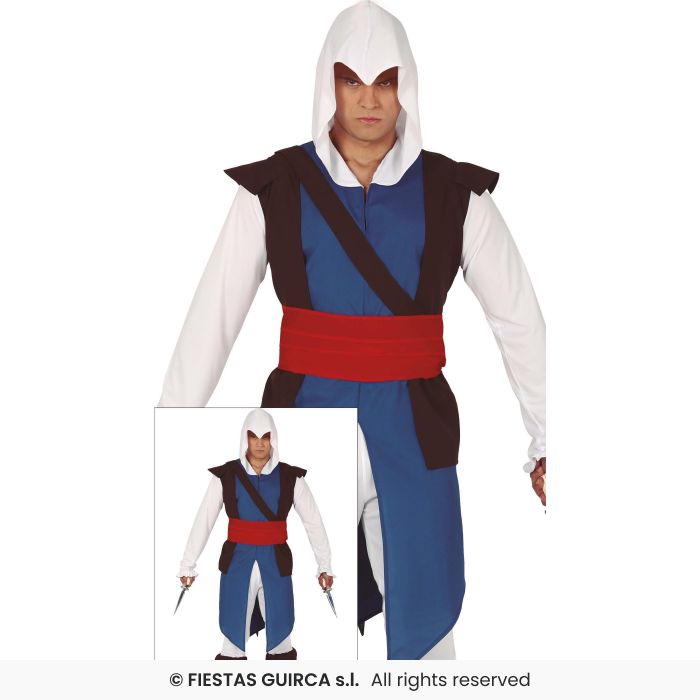 Knight Templar Mens Medieval Kings Fancy Dress Costume Adults Blue & White