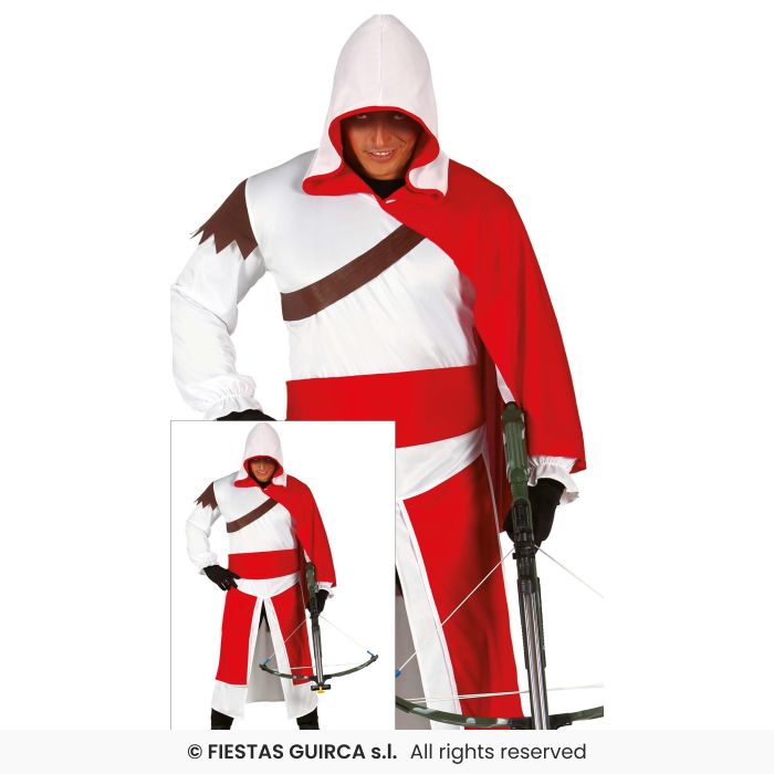 Knight Templar Mens Medieval Kings Fancy Dress Costume Adults Red & White