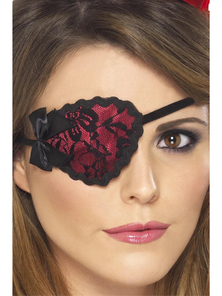 Pirate Eyepatch Ladies Black Lace Eye Patch Fancy Dress Accessory Pirates Prop