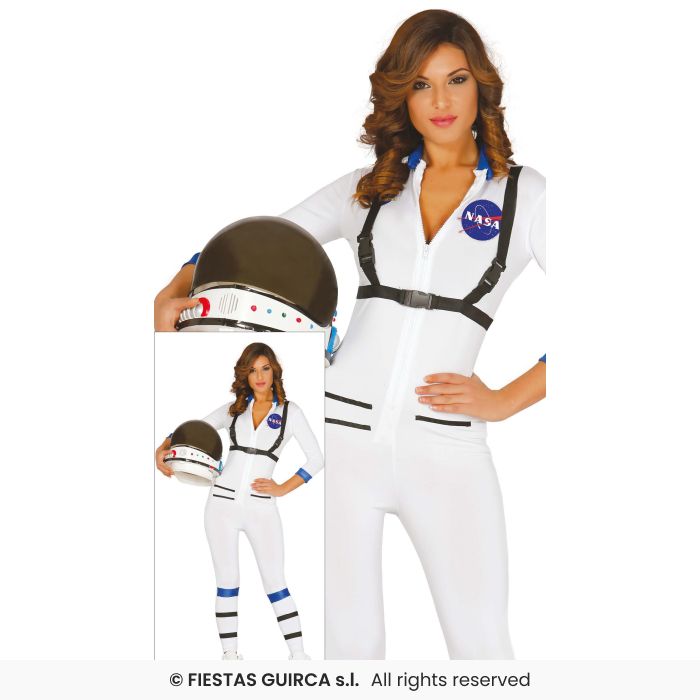 Ladies Astronaut Costume White Space Suit Space Lady Fancy Dress Outfit UK 8-18