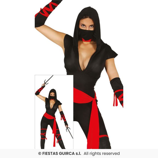 Ladies Martial Arts Fancy Dress Costume Black Ninja Outfit Halloween Adults UK 8-18