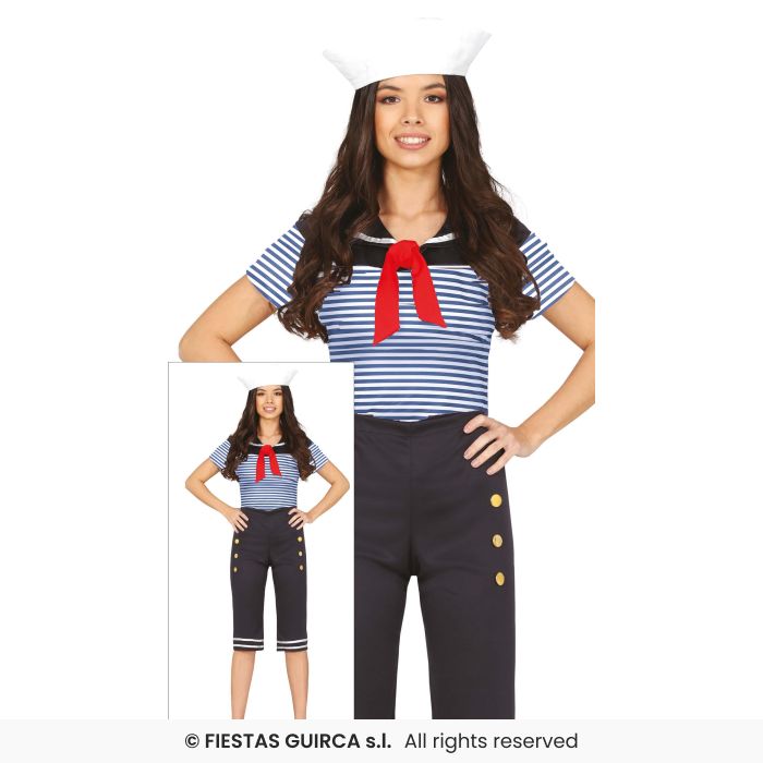 Ladies Sailor Costume Naughtical Naval Officer Adults Fancy Dress Outfit UK 8-18