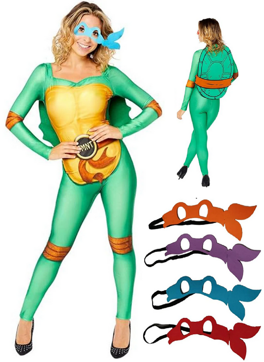 Teenage Mutant Ninja Turtle Ladies Official Fancy Dress Costume + Mask UK 8-18