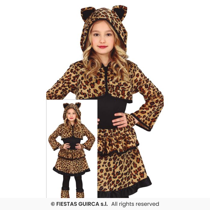 Leopard Costume Girls Zoo Animal Fancy Dress Outfit Deluxe Kids Age 3-12