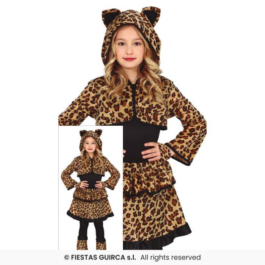 Leopard Costume Girls Zoo Animal Fancy Dress Outfit Deluxe Kids Age 3-12