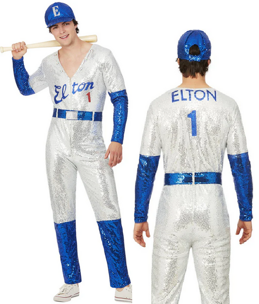Elton John Deluxe Sequin Baseball Costume Fancy Dress Official Outfit Mens