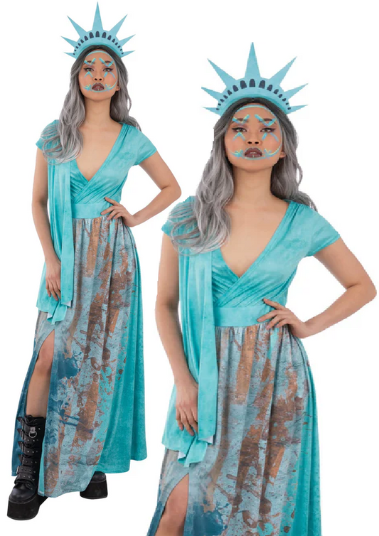Death By Liberty Statue Of Liberty Fancy Dress Costume Adults Scary Zombie Outfit