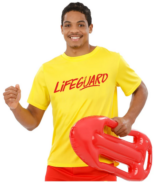 Lifeguard Costume Mens Beach 80s Film Star Fancy Dress Outfit Adults T Shirt