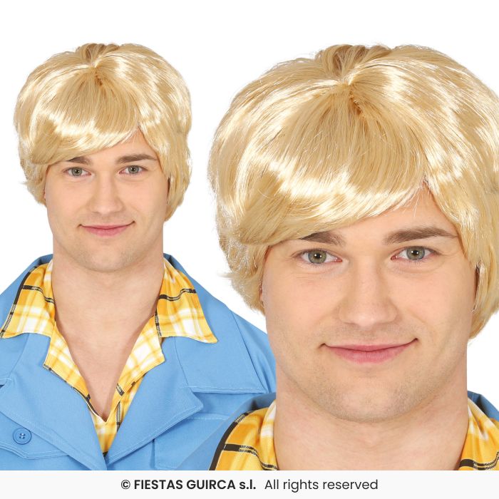 Mens Short Straight Wig Adults Blonde Guy Wig Fancy Dress Accessory Light