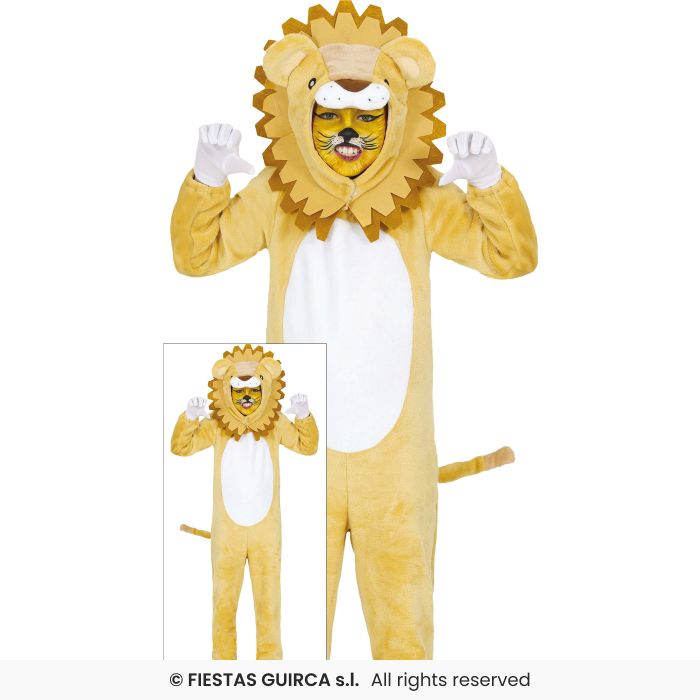 Lion Costume Wild Zoo Animal Lion Fancy Dress Outfit Kids Age 5-12