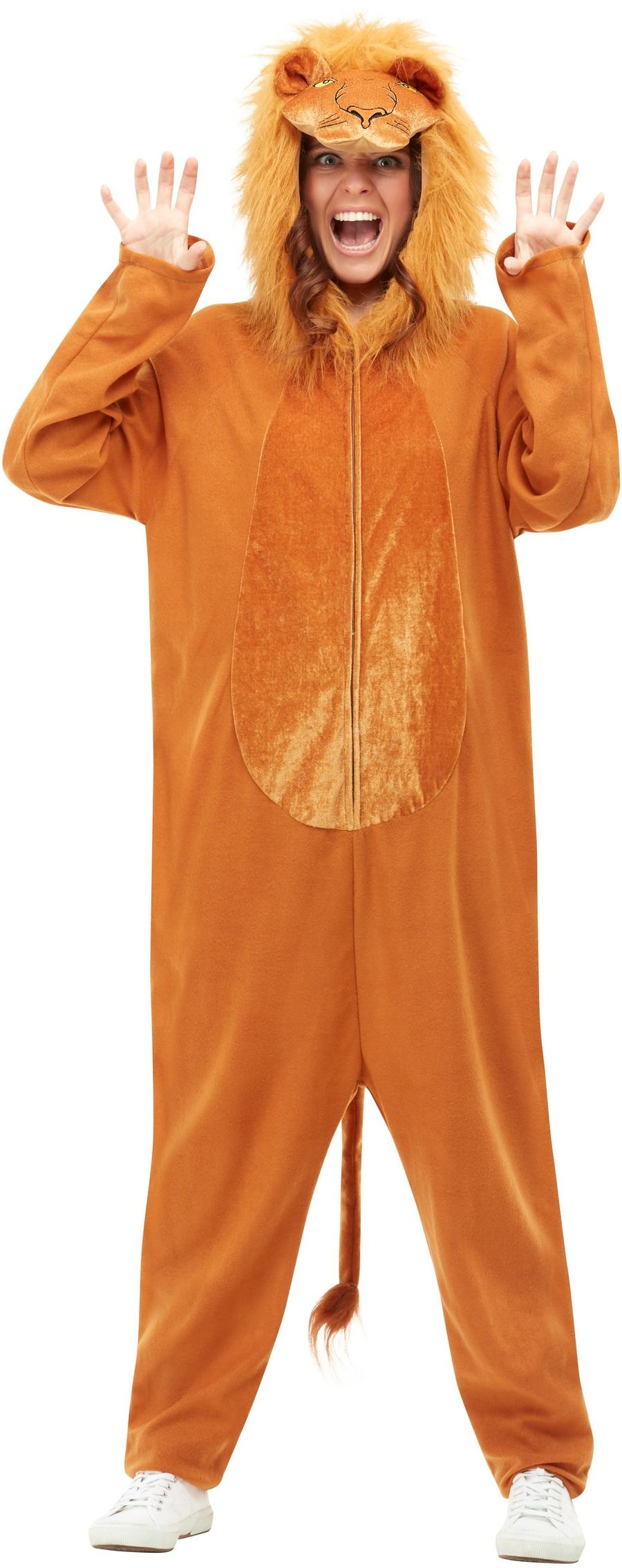 Circus Lion Costume Jumpsuit Zoo Jungle Animal Womens Mens Fancy Dress Outfit