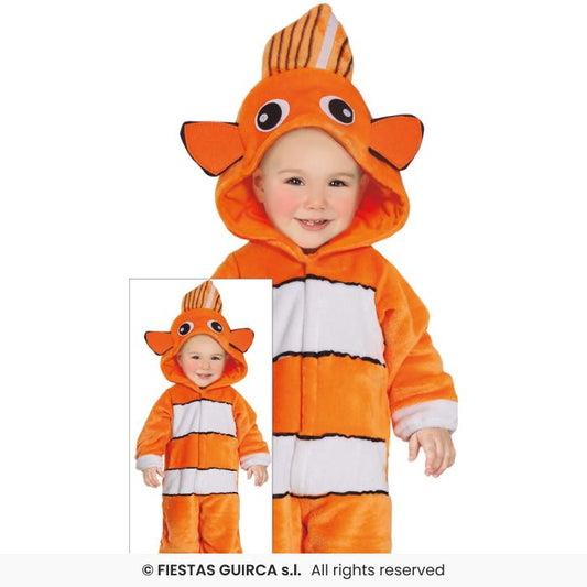 Little Fish Costume Orange & White Clown Fish Fancy Dress Outfit Toddlers Age 1-2