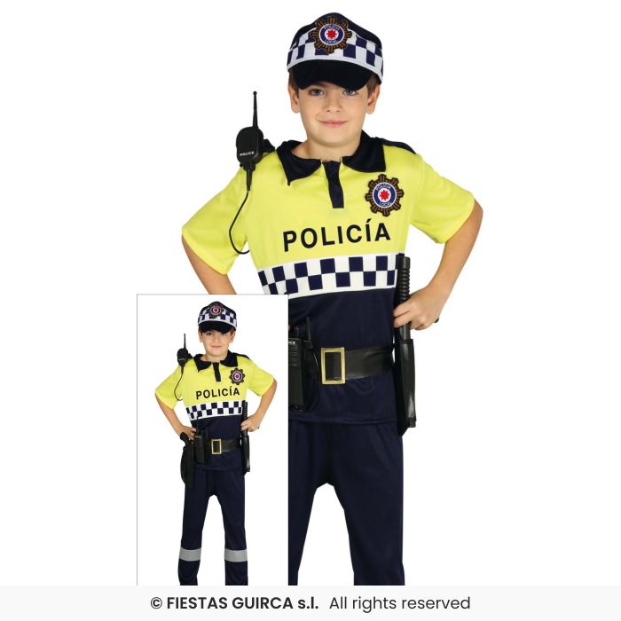 Spanish Police Officer Kids Local Policeman Fancy Dress Costume Age 3-12