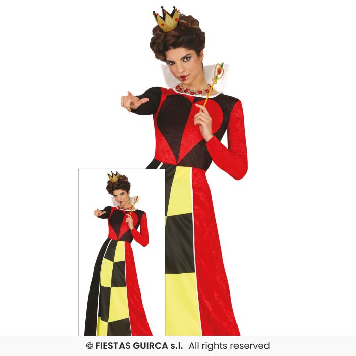 Long Queen Of Hearts Deluxe Ladies Fairytale Book Day Fancy Dress Costume UK 8-16