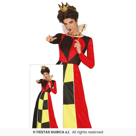 Long Queen Of Hearts Deluxe Ladies Fairytale Book Day Fancy Dress Costume UK 8-16