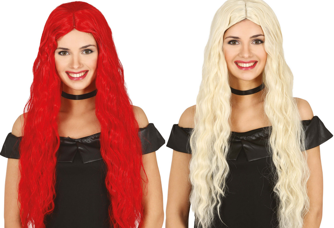 Long Wavy Wig Ladies Fancy Dress Costume Accessory Adults Red Blonde