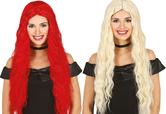 Long Wavy Wig Ladies Fancy Dress Costume Accessory Adults Red Blonde