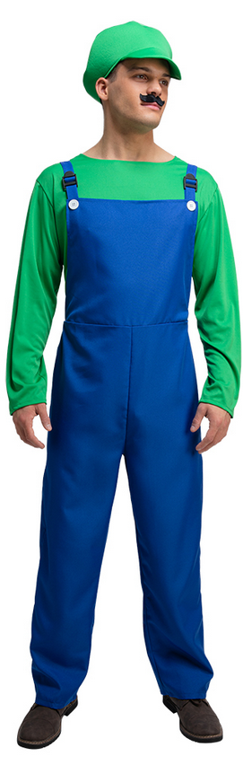 Luigi Workman Plumer Costume Adults Fancy Dress Outfit Mens