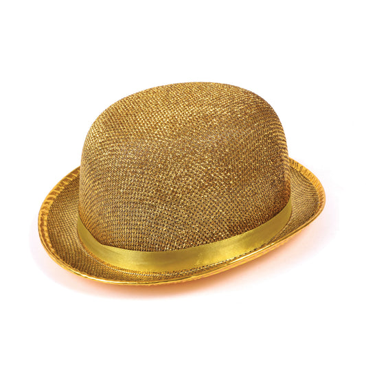 Gold Bowler Hat Lurex Showman Fancy Dress Accessory 1920s Bowler New