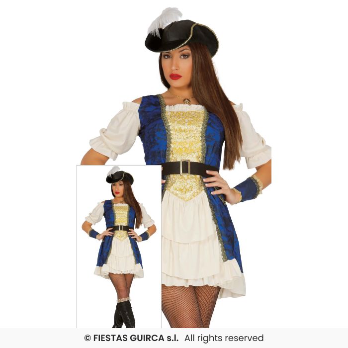 Ladies Luxury Pirate Costume Short Sexy Pirates Fancy Dress Outfit Adults UK 8-18